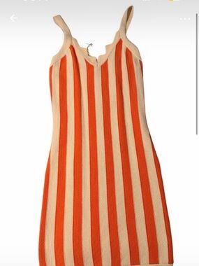 House of Harlow Orange and Cream Striped Knit Dress
